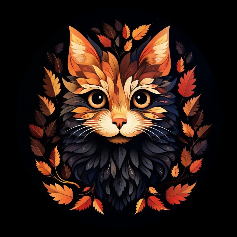 Chat mignon des feuilles d’automne feuilles