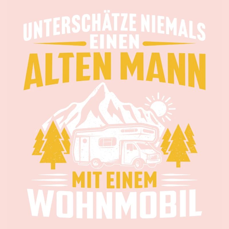 Alten mann mit einem Wohnmobi