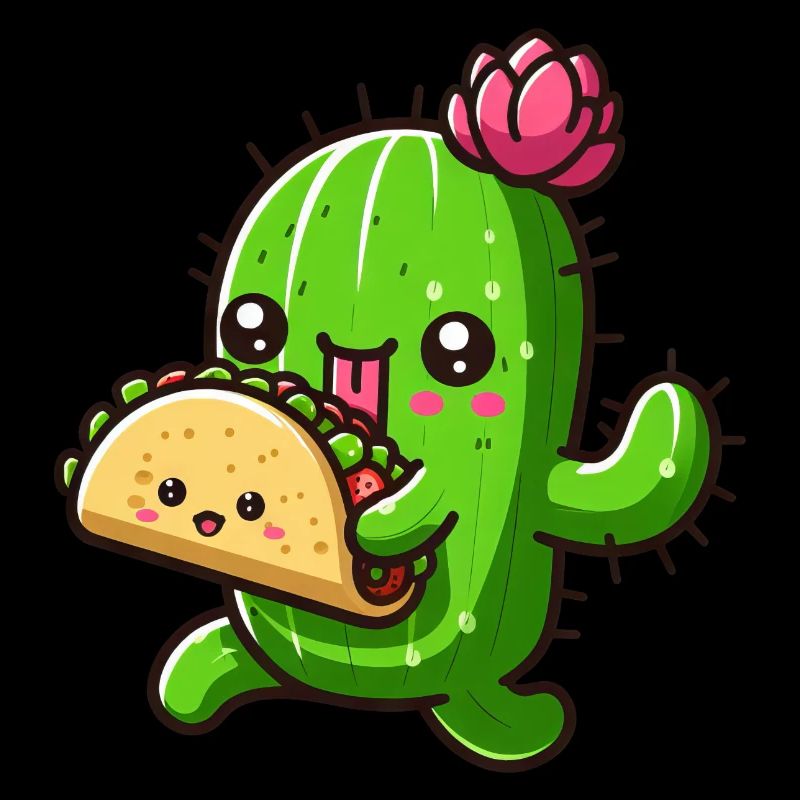 Conception de bande dessinée de tacos de cactus mignon