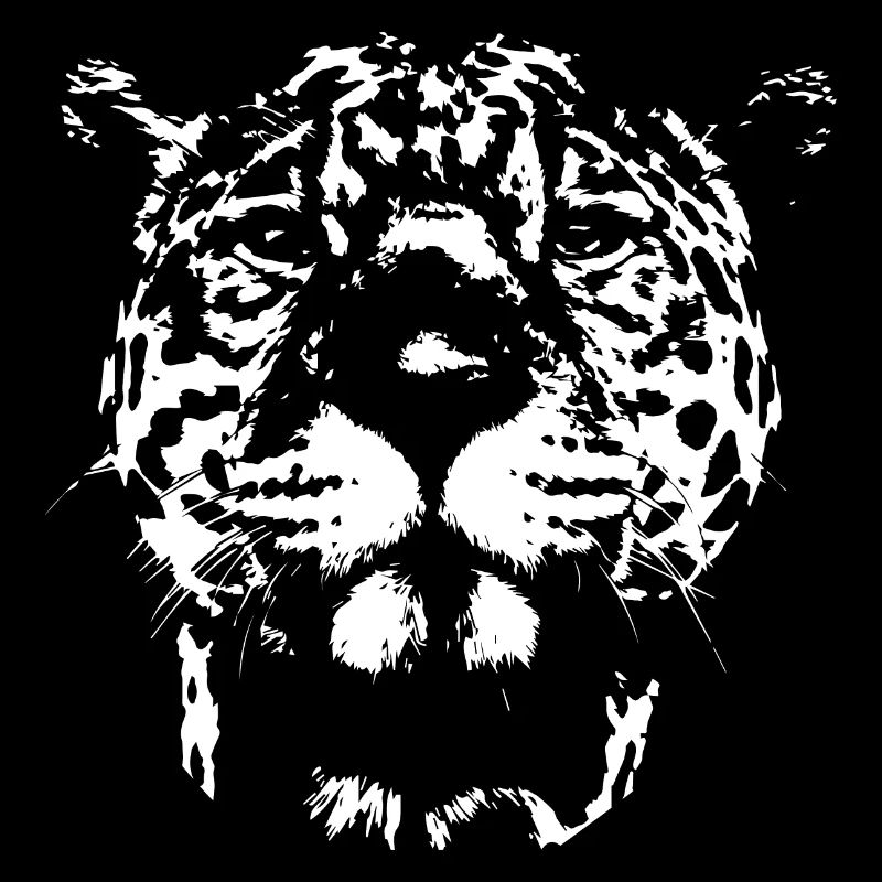 Portrait de jaguar « Le chat de la jungle » en blanc