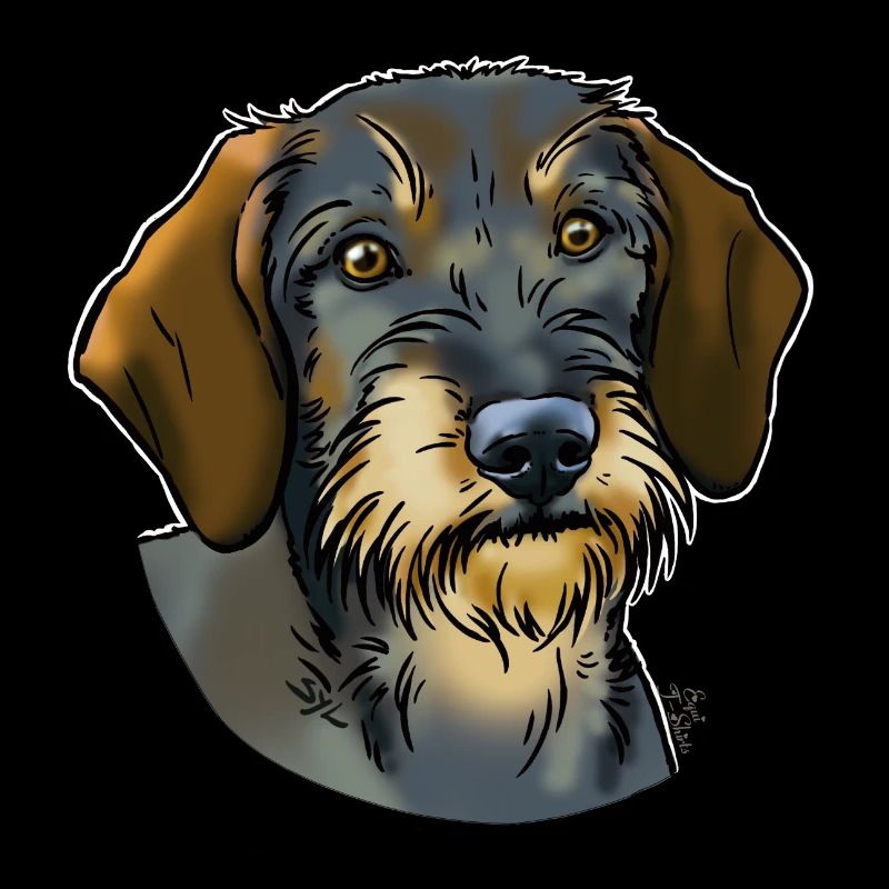Hard haired dachshund (without text) dark textiles