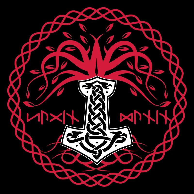 Hammer Mjolnir mit Hugin and Munin