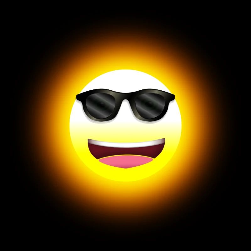 Soleil jaune riant avec lunettes de soleil décontractées