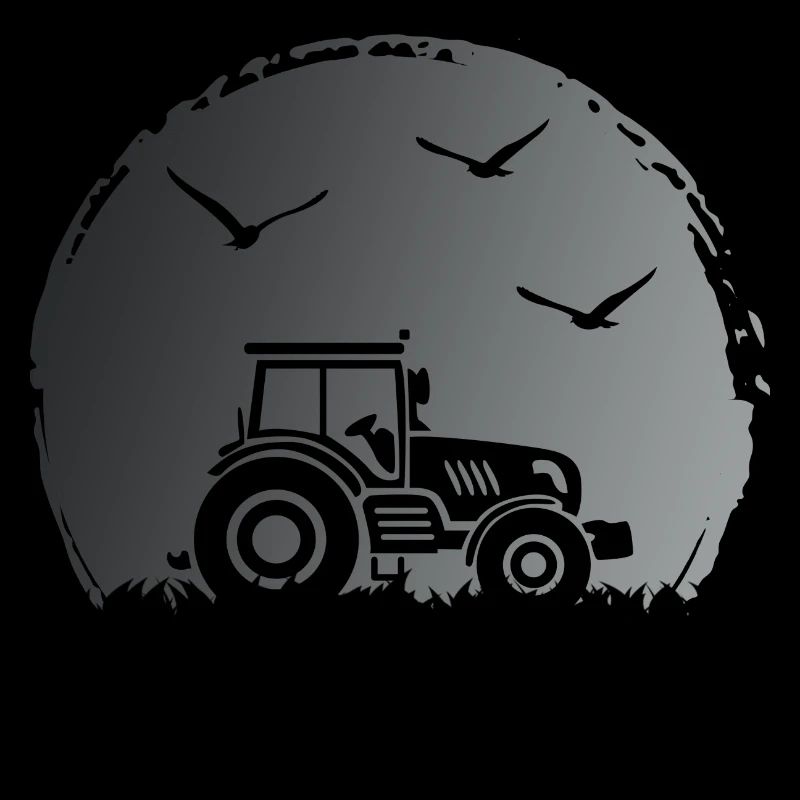Traktor Traktorfahrer "Ernte im Mondschein"