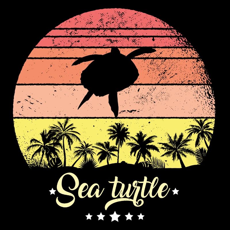 Sea Turtle Vintage Retro Animals Sunset