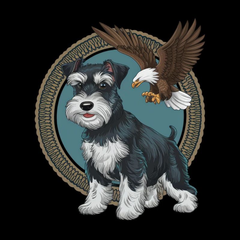 Miniature Schnauzer with majestic bald eagle