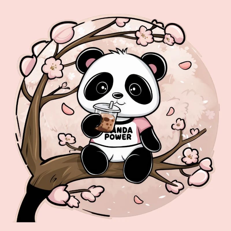 Kawaii Panda with Bubble Tea