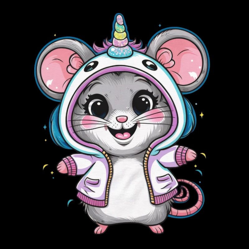 Kawaii Maus mit Einhorn Outfit
