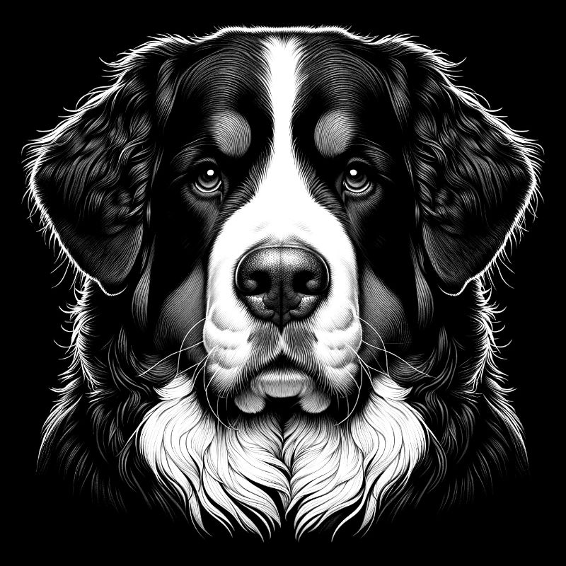 Portrait de tête de bouvier bernois dans le style dessin