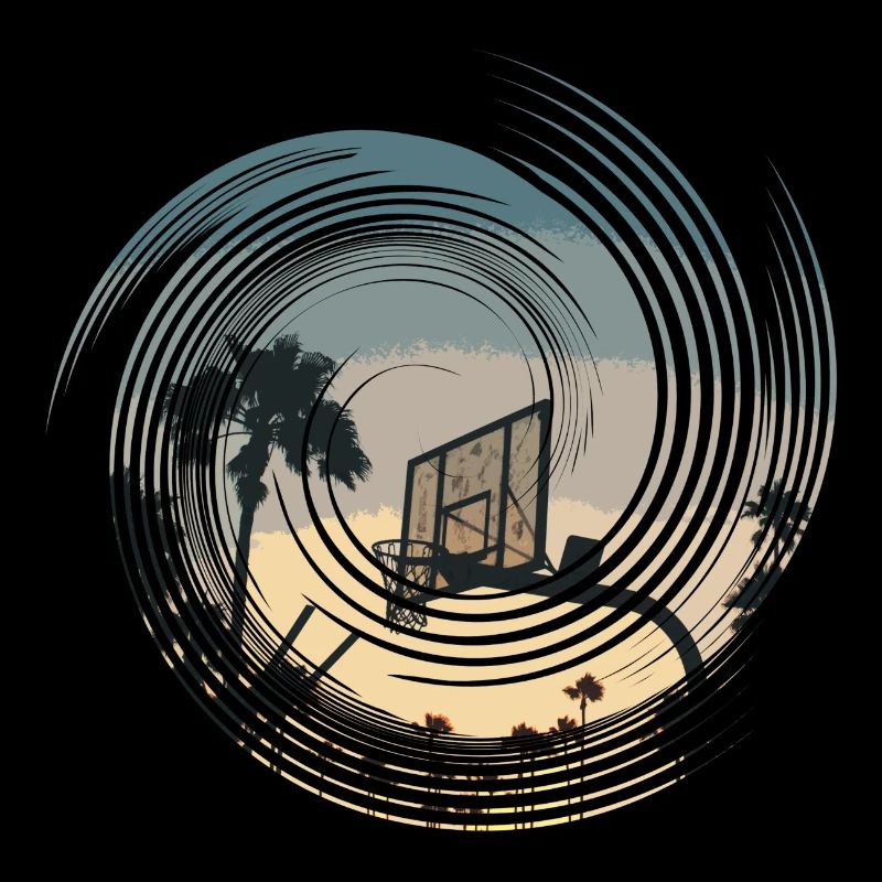 Basketball basket & palm trees