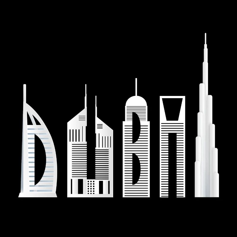 Typographie de bâtiment célèbre souvenir de Dubai skyline