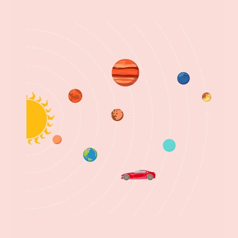 Tesla in Space Solar System SpaceX