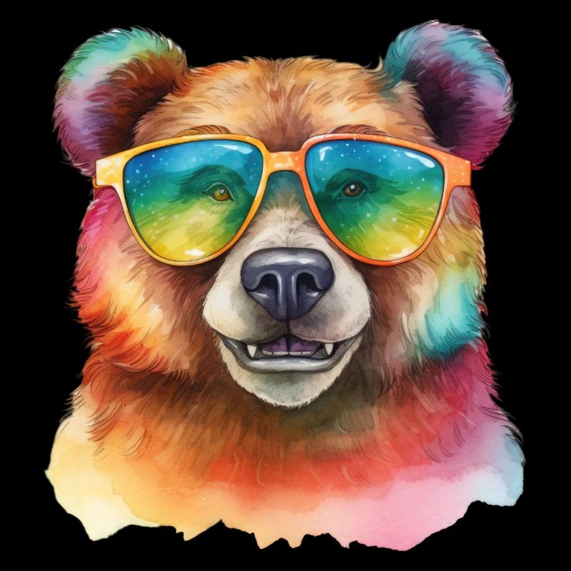 Colorful cool bear with sunglasses