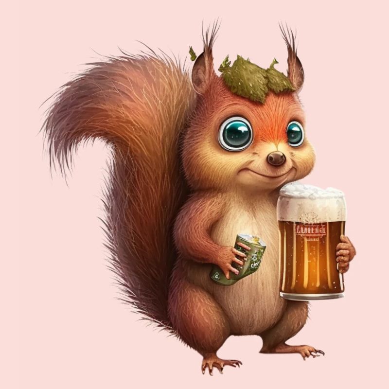 Süßes Eichhörnchen mit Bier