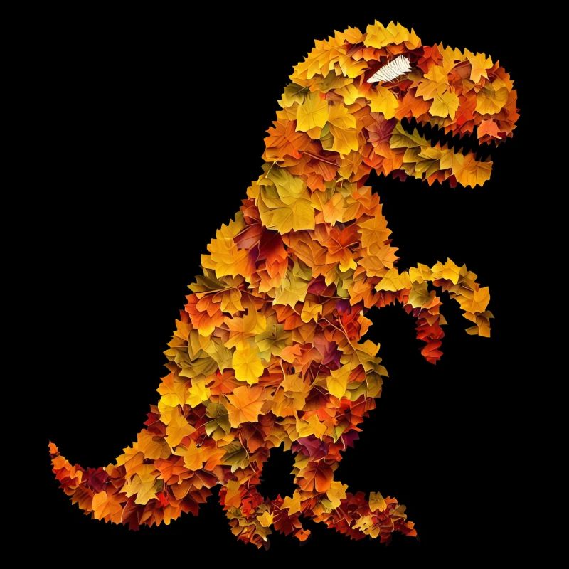 Dinosaure Trex du feuillage des feuilles d’automne