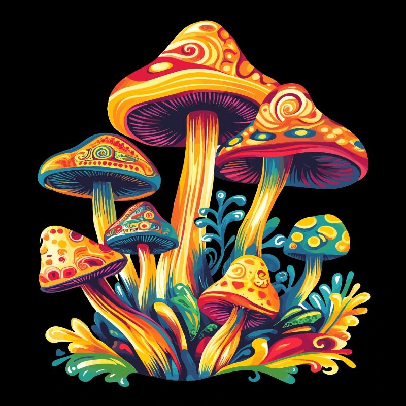 Colorful Psychedelic Mushrooms
