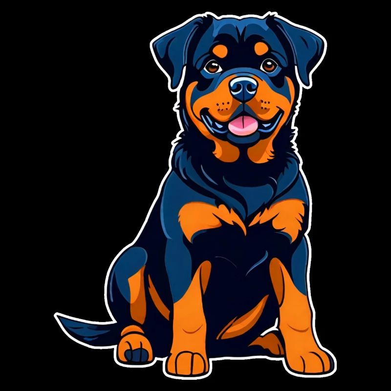 Rottweiler mignon dans le style comique