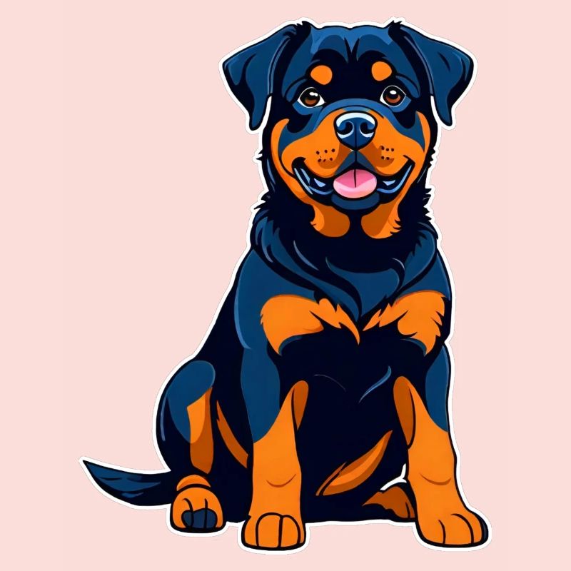 Rottweiler mignon dans le style comique