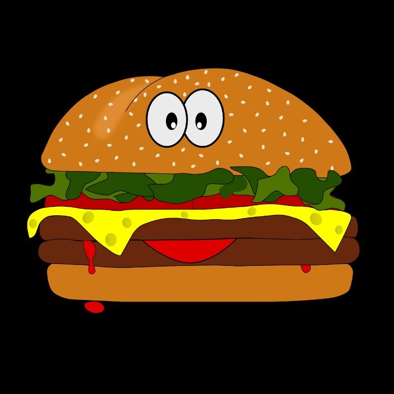 Hamburger - cheeseburger avec les yeux et la bouche
