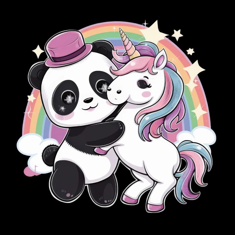 Süßer Kawaii Panda mit Einhorn
