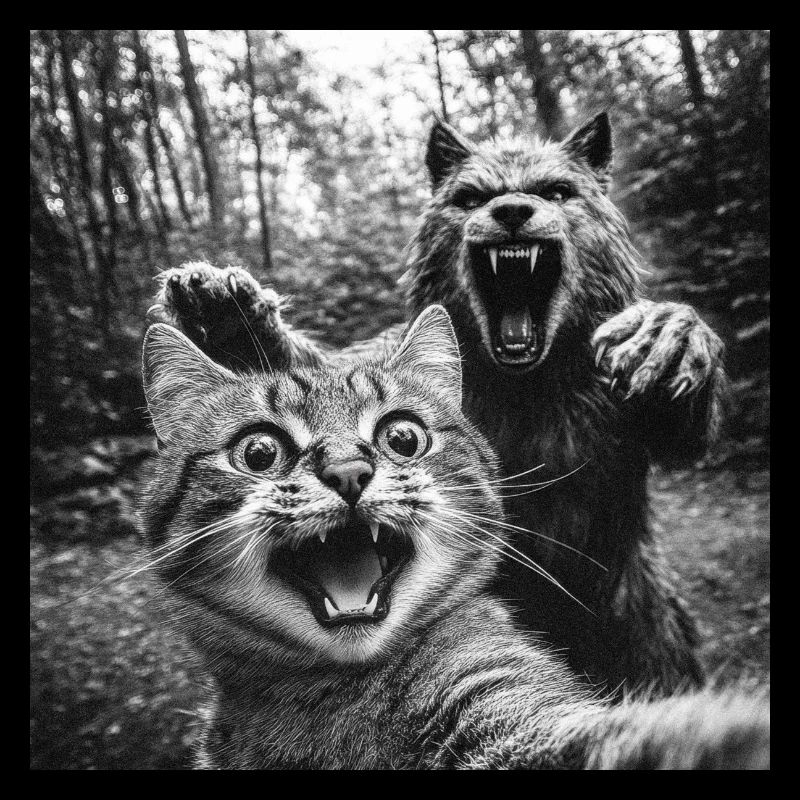 Humor Werwolf Selfie Katze