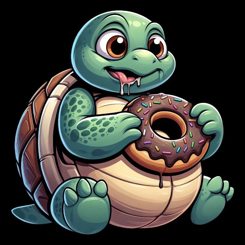 Chubby cartoon turtle in donut look