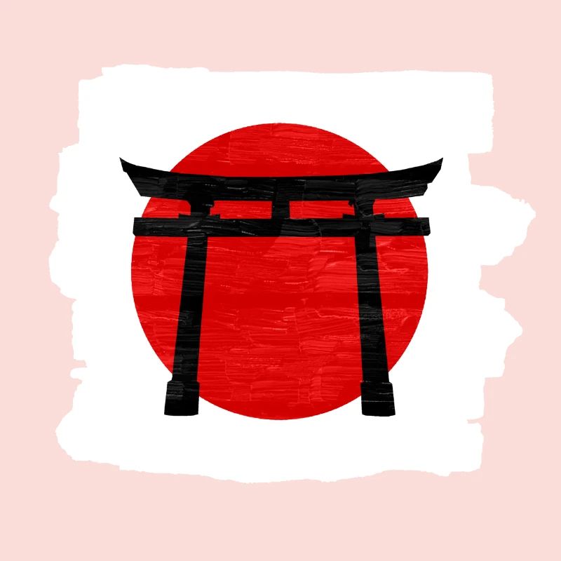 Black Torii Gate on Red Sun: Symbolic and Striking
