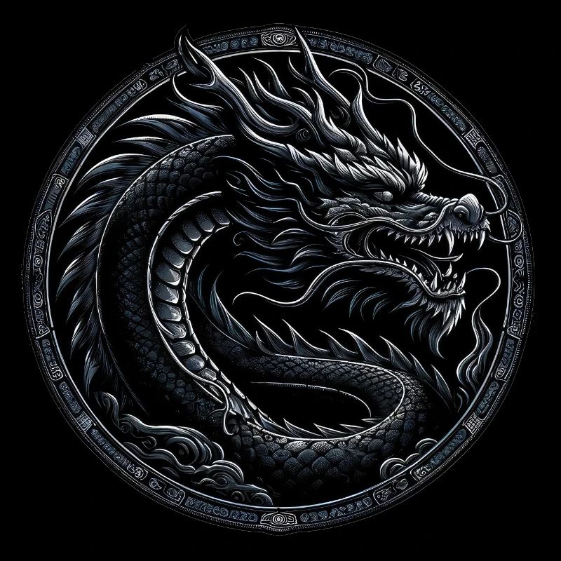 Monochromer Mythos: Schwarzer Drache