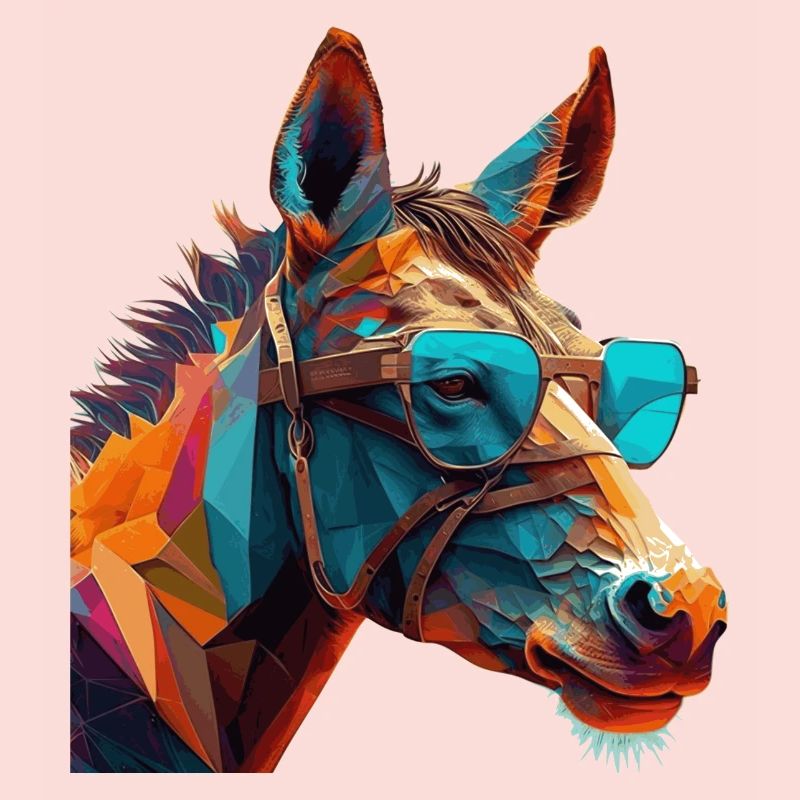 Donkey as vector and polygon with smart glasses