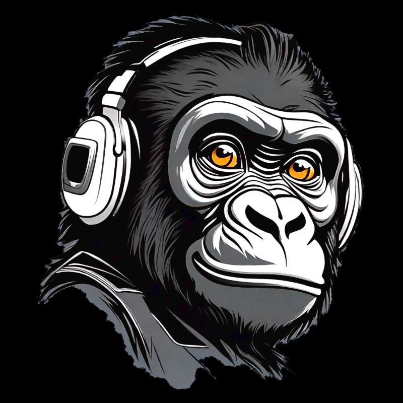 Cooler Gorilla mit Kopfhörer