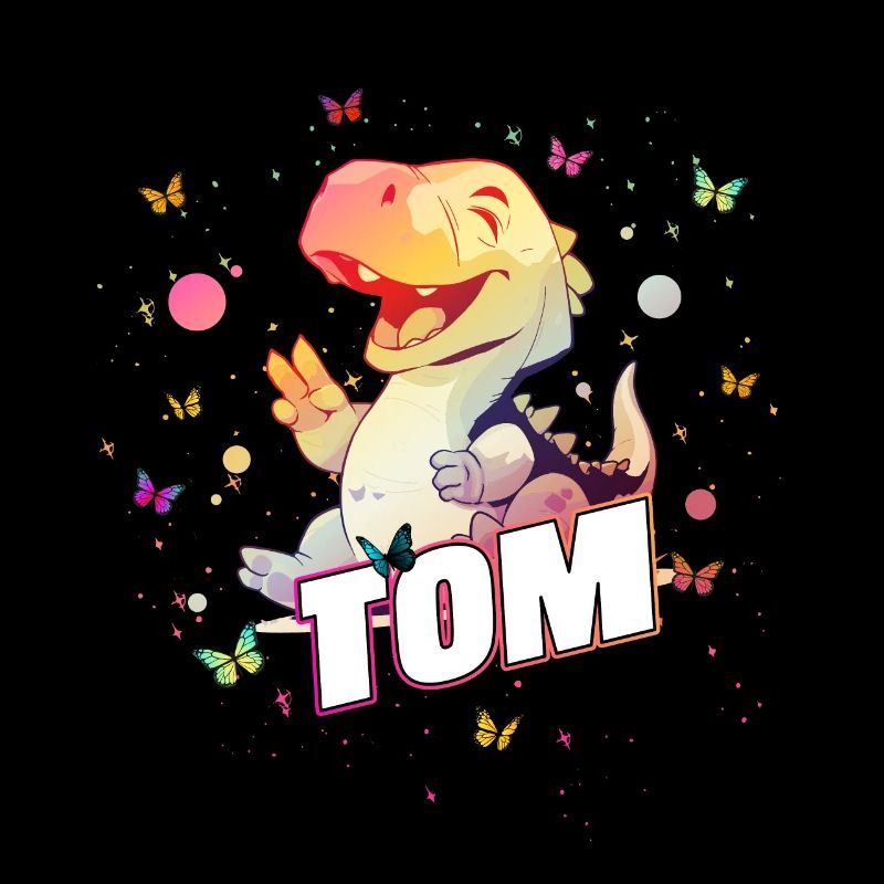TOM - Schöner Junge Name mit süßem DINO T-REX