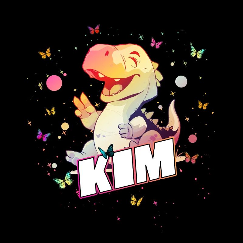 KIM - Schöner MÄDCHEN Name mit süßem DINO T-REX