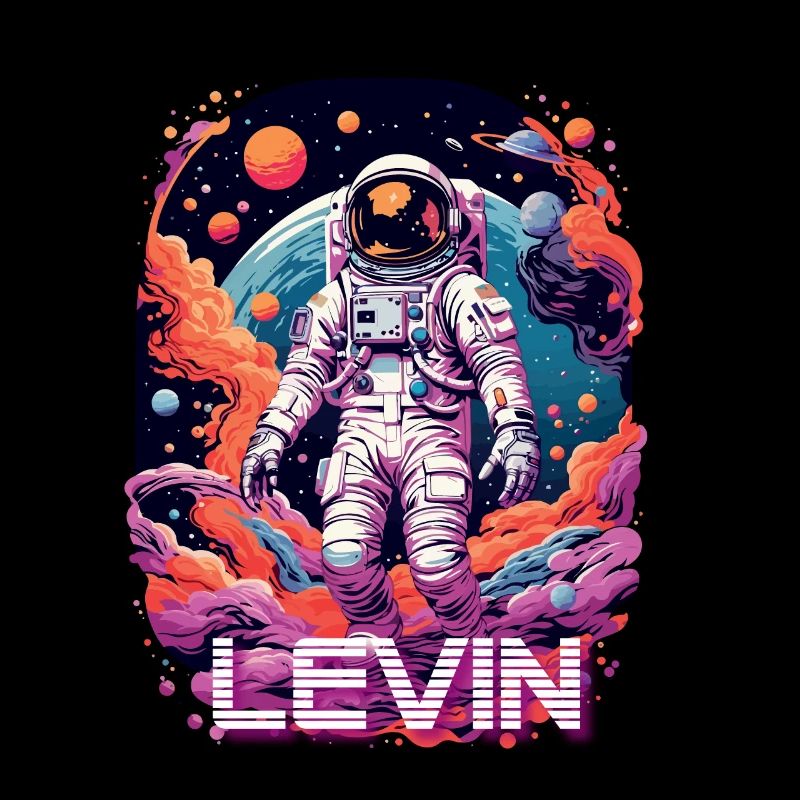 LEVIN - Beau nom de garçon avec astronaute cool