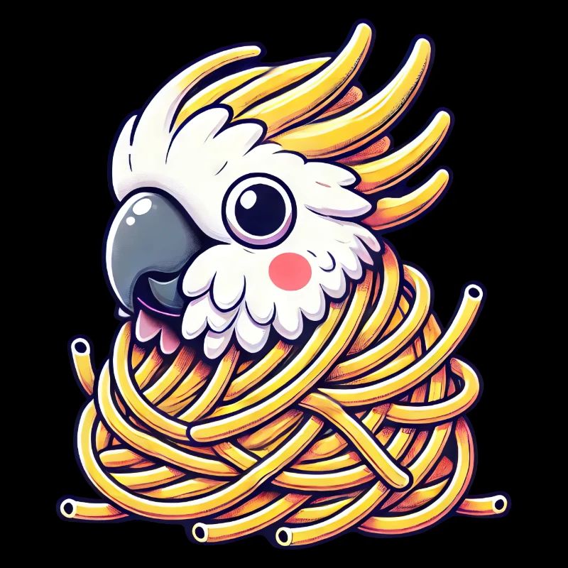 Oiseau mignon Cacatoès Oiseau de paradis Spaghetti Monster