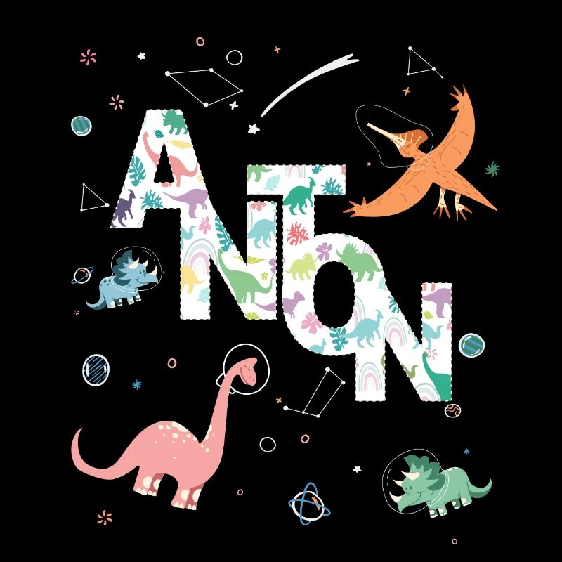 ANTON - Beautiful boy name with dinosaur