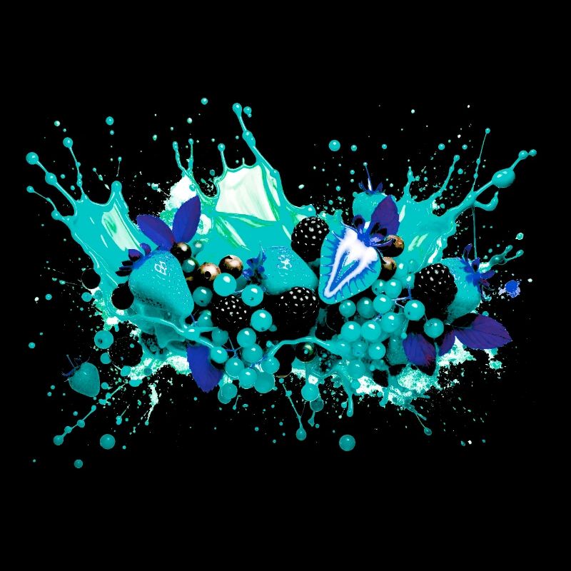 Obst,illustration,graffiti,Früchte,blaue Erdbeeren