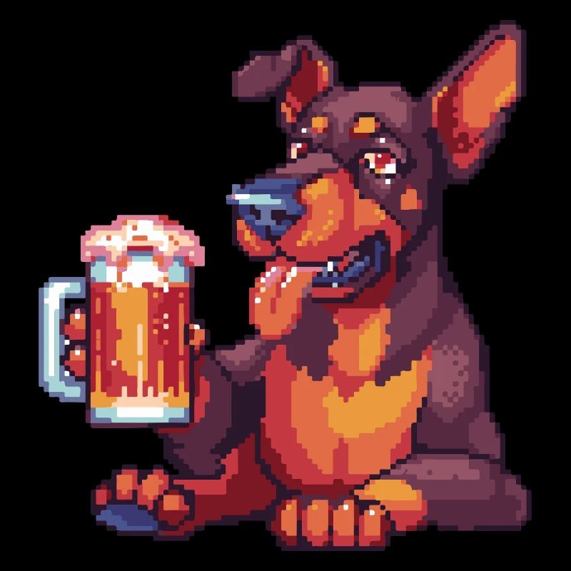 Doberman Dog Pixel Beer