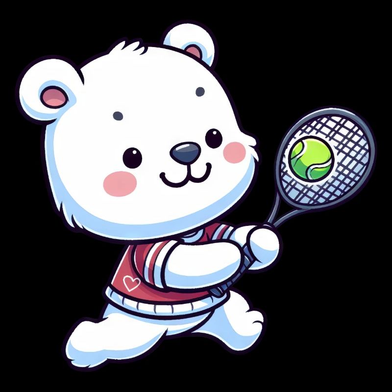 Polar Bear Tennis Player - Funny Comic Fun on the