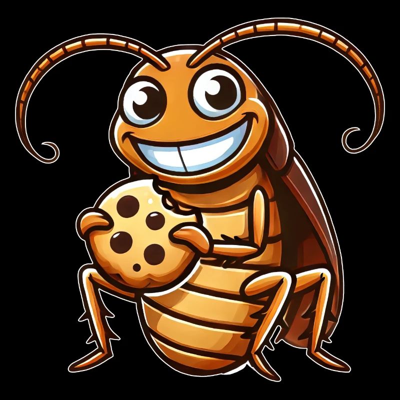 cafard drôle avec dessert de dessin animé de biscuit