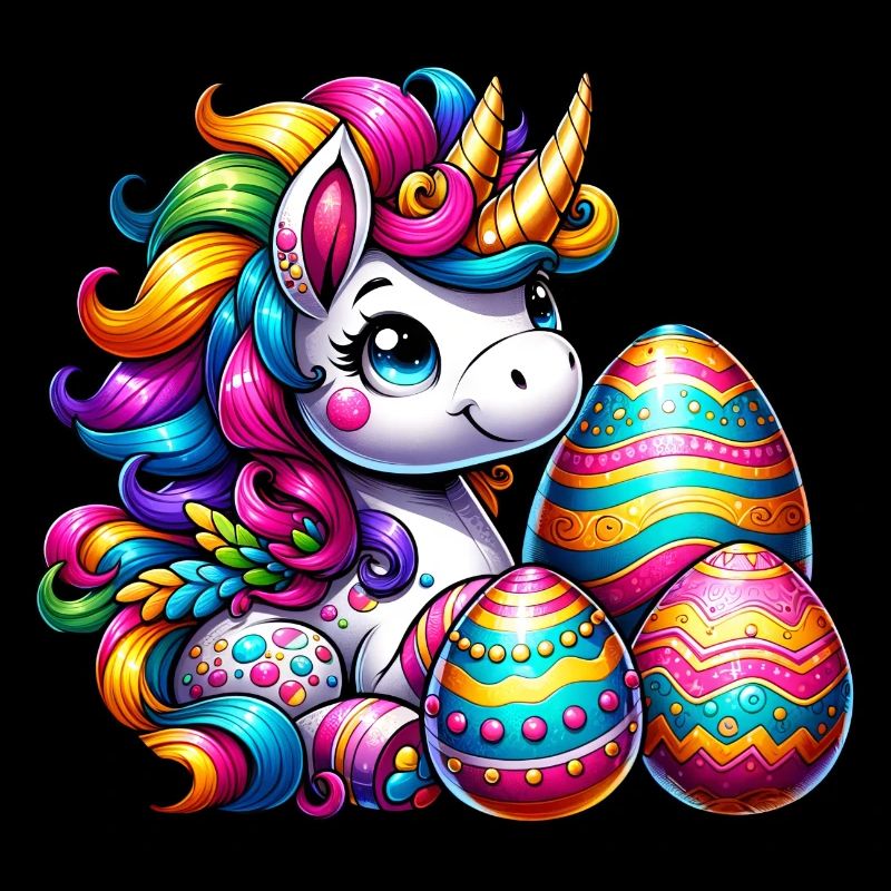 Easter Unicorn & Colorful Eggs