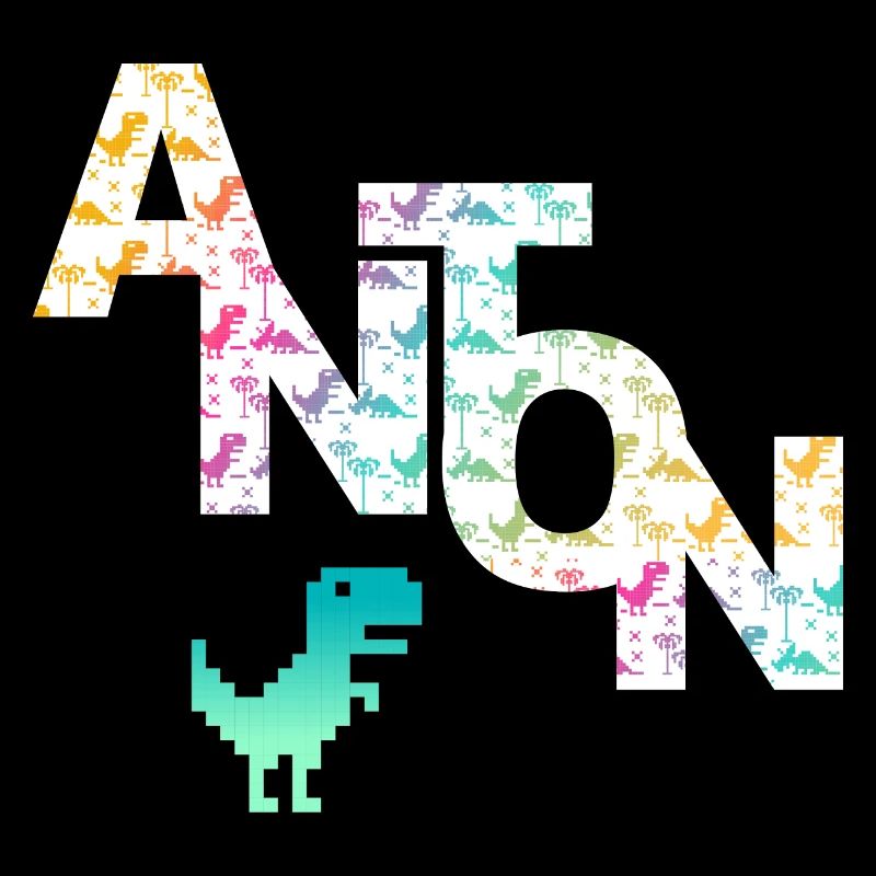 ANTON - Beautiful boy name with dinosaur