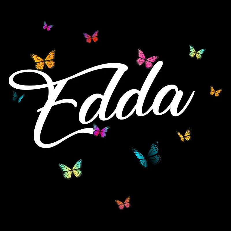 EDDA - Mädchen Name mit bunten Schmetterlingen