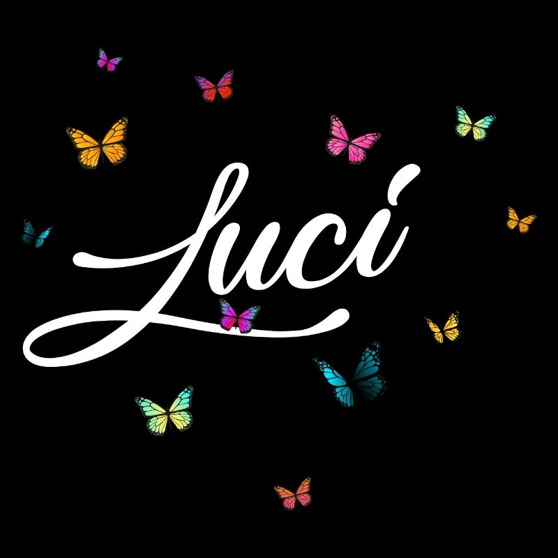 LUCI - Mädchen Name mit bunten Schmetterlingen