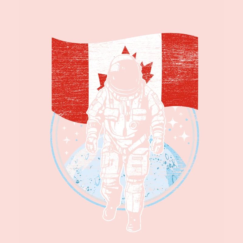 L'astronaute avec le drapeau du Canada dans l'espace