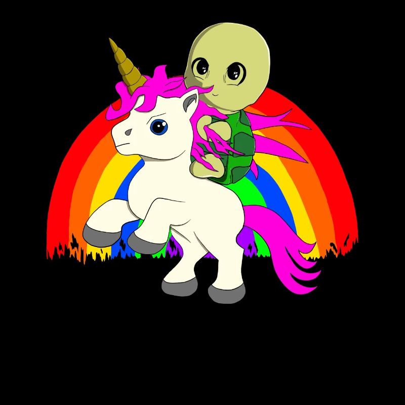 Max die Schildröte reitet ein Einhorn