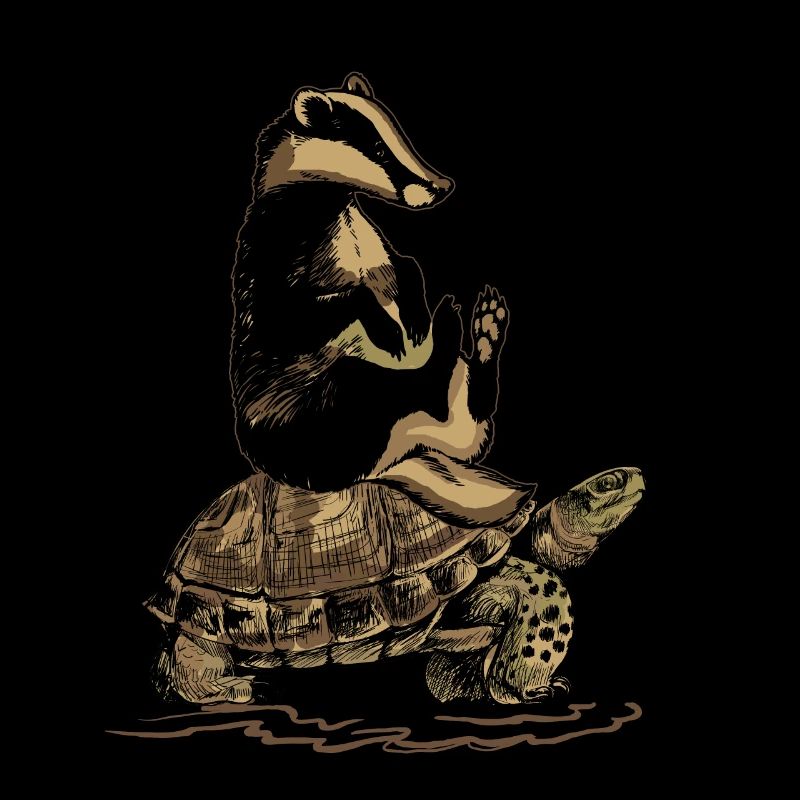 Badger rides turtle