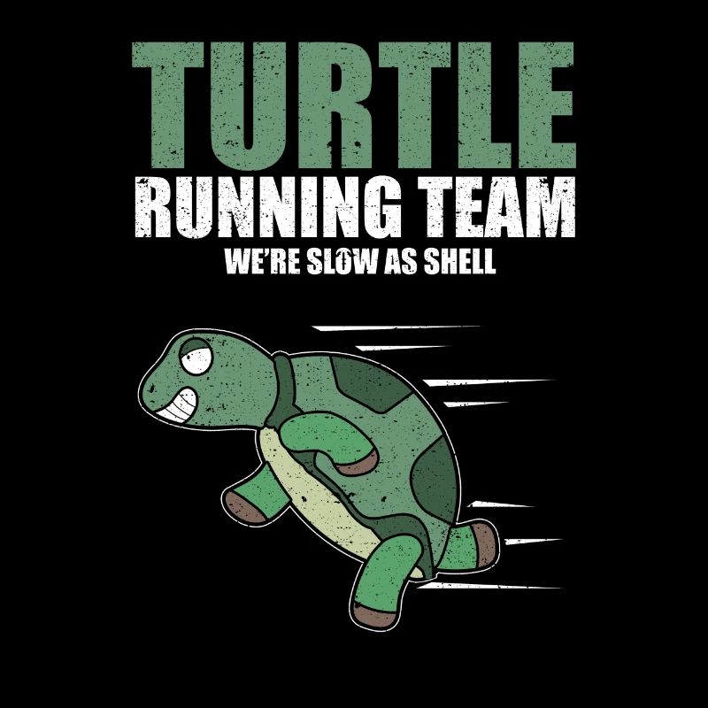 Schildkröte, die Team-langsamen Marathon-Rennen-Spaß-Witz läuft
