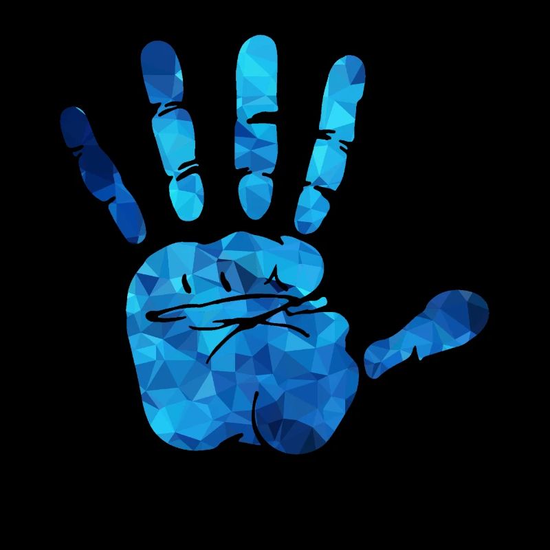 Hand blue polygons