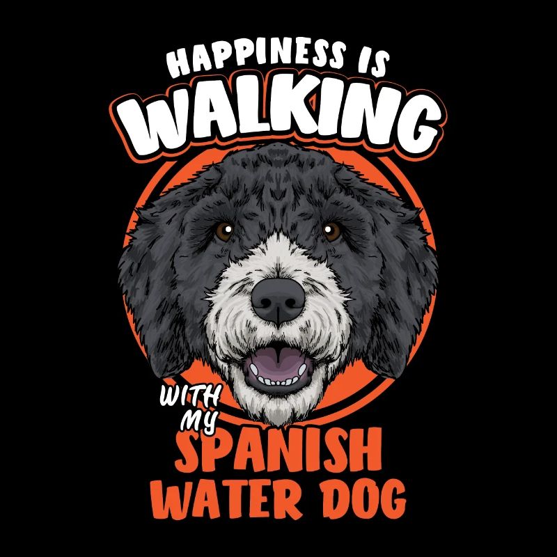Le bonheur d'un chien d'eau espagnol marche