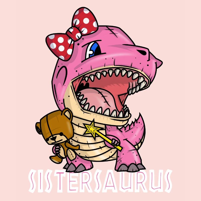 Cute Sistersaurus Dinosaur with Teddy Bear